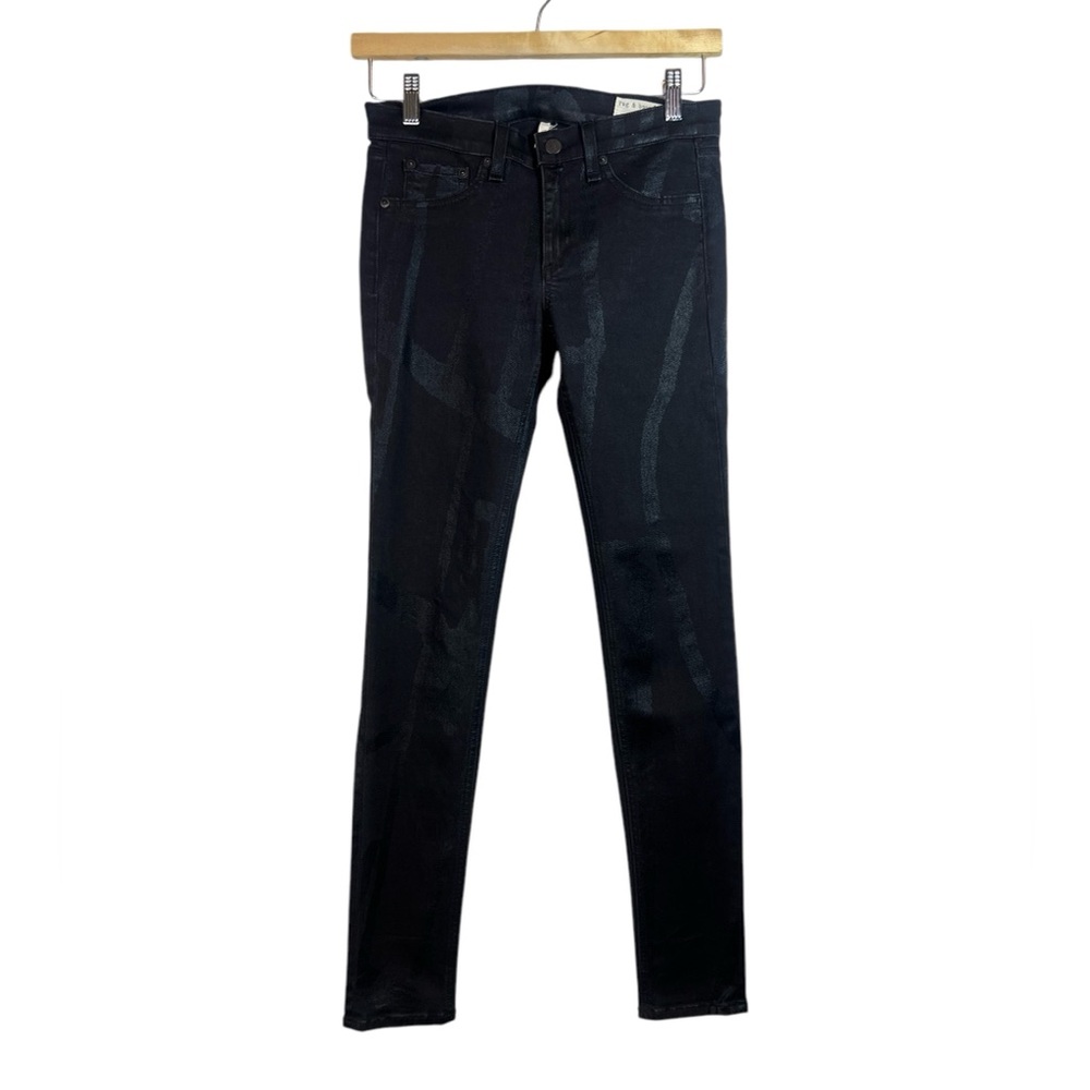 Rag & Bone Women’s Black Skinny Legging Jeans Robot Abstract Stretch Size 28